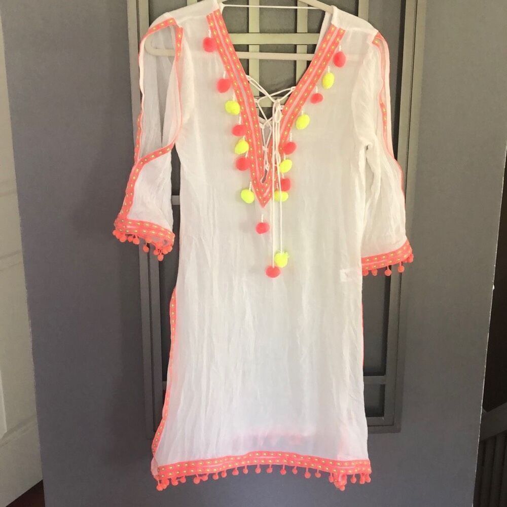 Adorable boho Pom Pom America & Beyond Beach, cover-up, ornate S